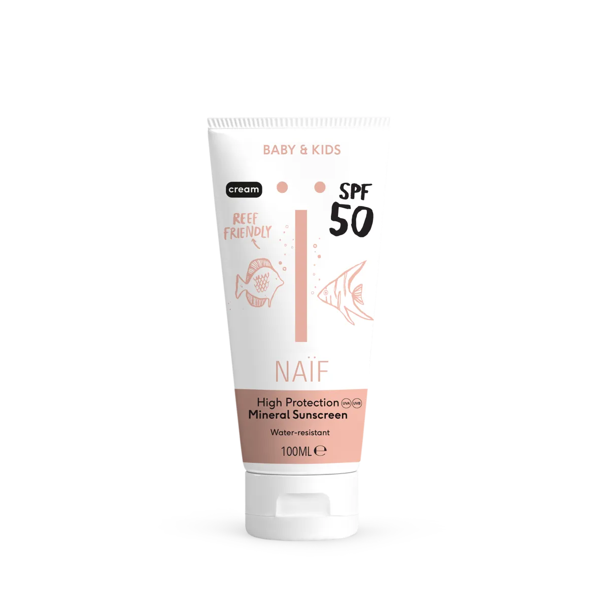 Crema cu protectie solara minerala SPF50 pentru bebelusi si copii, 100ml, Naif 