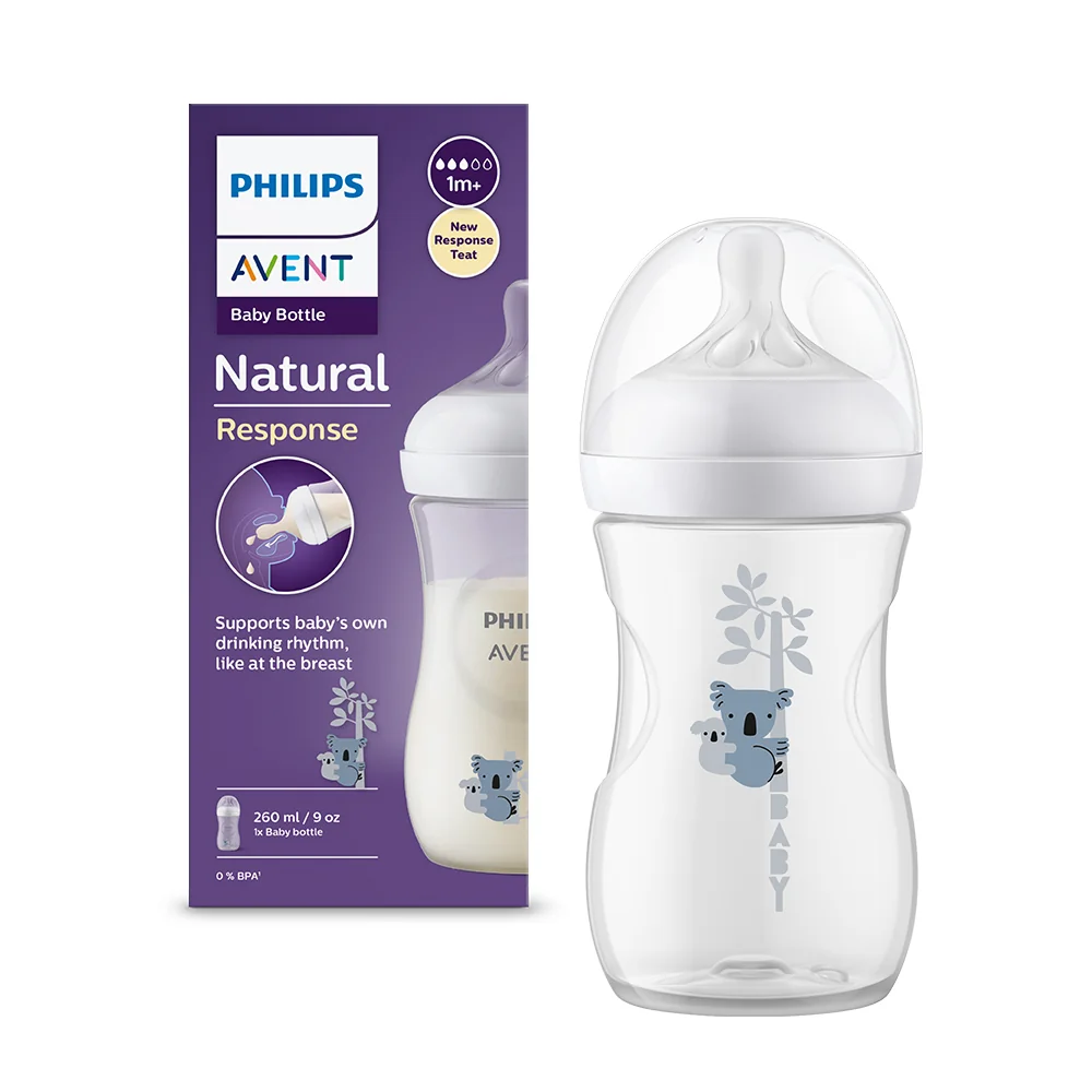 Biberon pentru +1 luna model koala Natural Response SCY903/67, 260ml, Philips Avent 