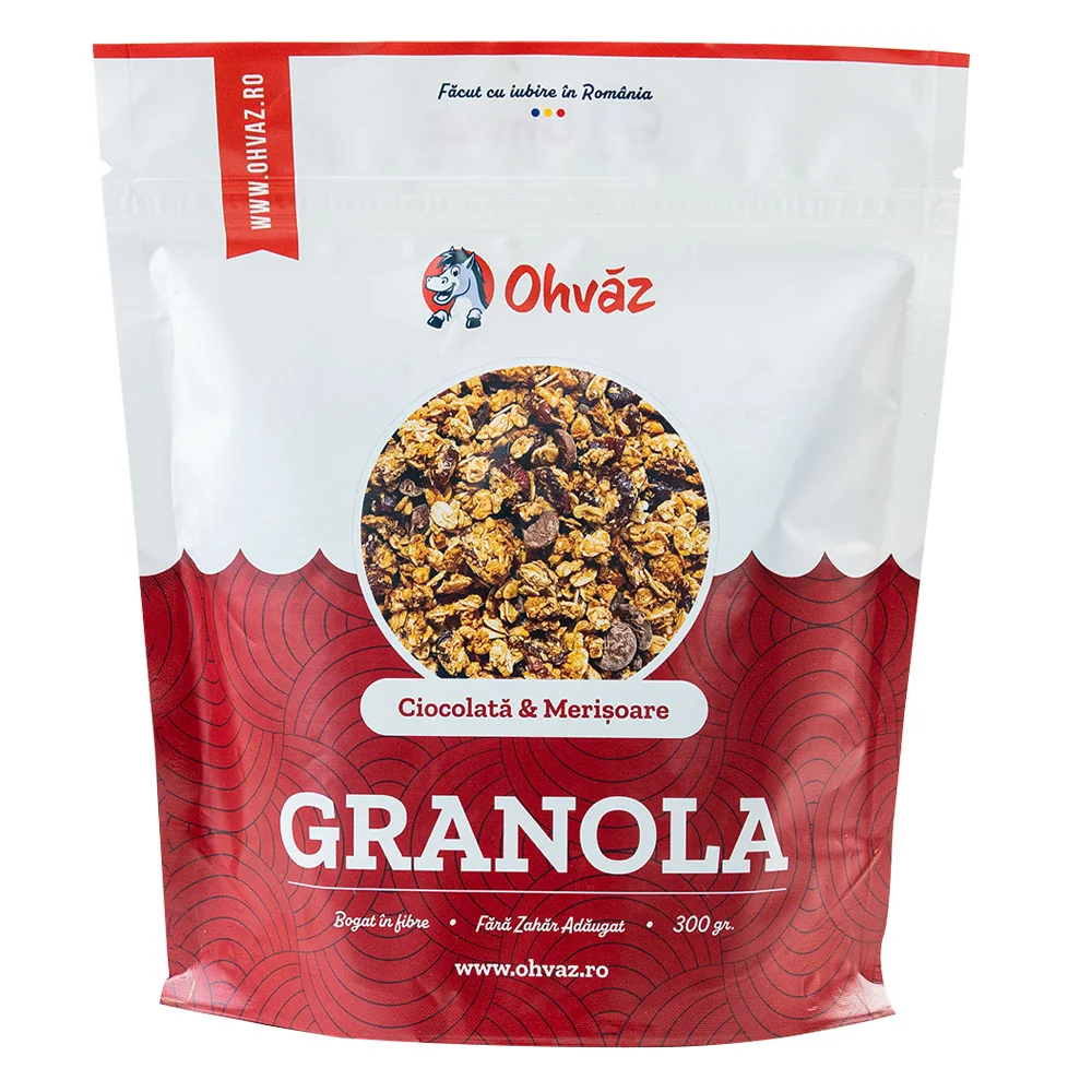 Granola cu ciocolata si merisoare, 300g, Ohvaz