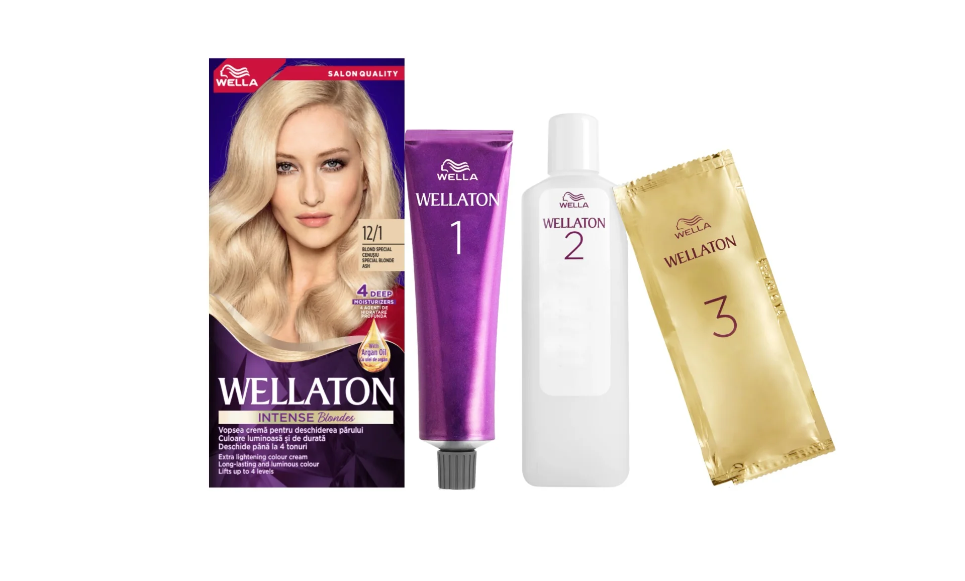 Vopsea de par permanenta Blond Special Cenusiu 12.1 Wellaton, 110ml, Wella 