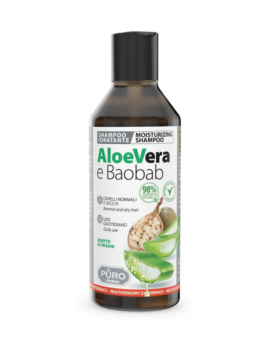 Sampon cu aloe si ulei de baobab, 250ml, Puro by Forhans