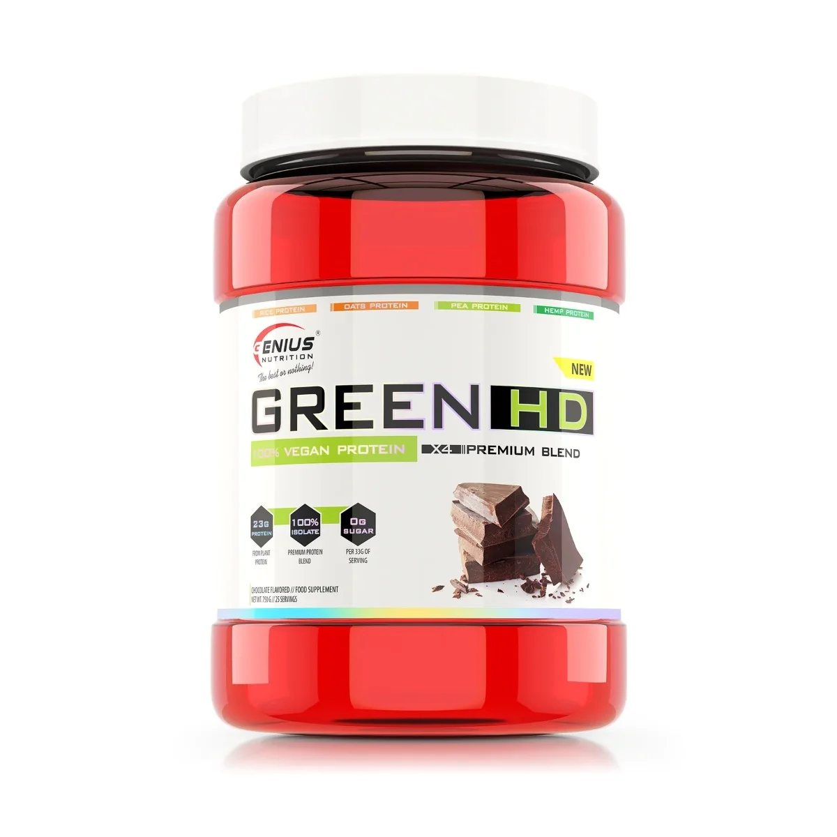 Proteina vegana cu aroma de ciocolata Green-HD, 750g, Genius Nutrition 