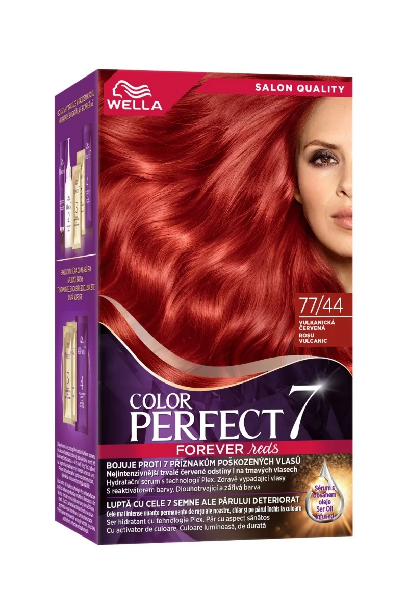 Vopsea de par permanenta Rosu Vulcanic 77/44 Color Perfect, 135ml, Wella 