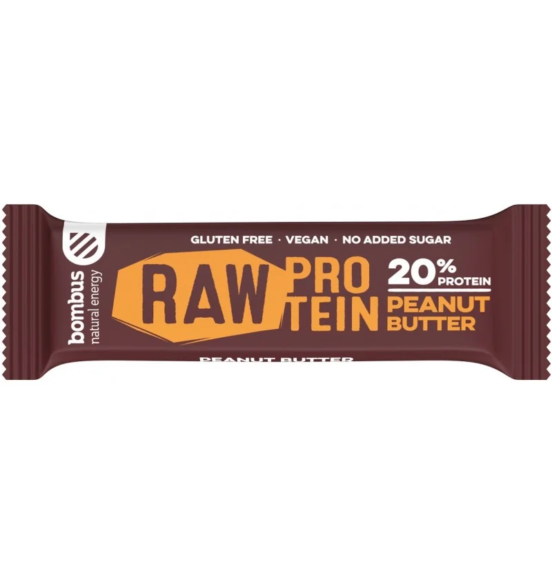 Baton proteic cu unt de arahide 20% proteine Raw Protein, 50g, Bombus