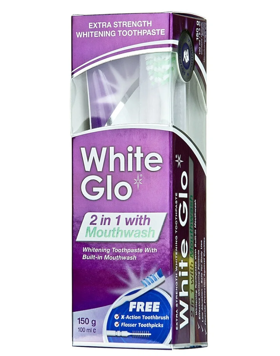 Pasta de dinti 2 in 1 cu periuta, 100ml, White Glo