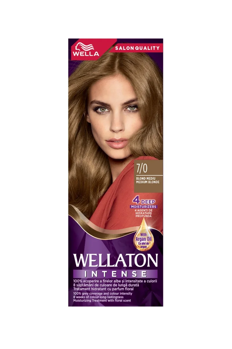 Vopsea de par permanenta Blond Mediu 7.0 Wellaton, 110ml, Wella 