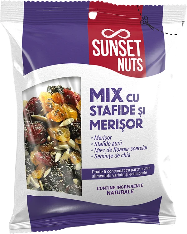 Mix salata cu stafide si merisor, 50g, Sunset Nuts