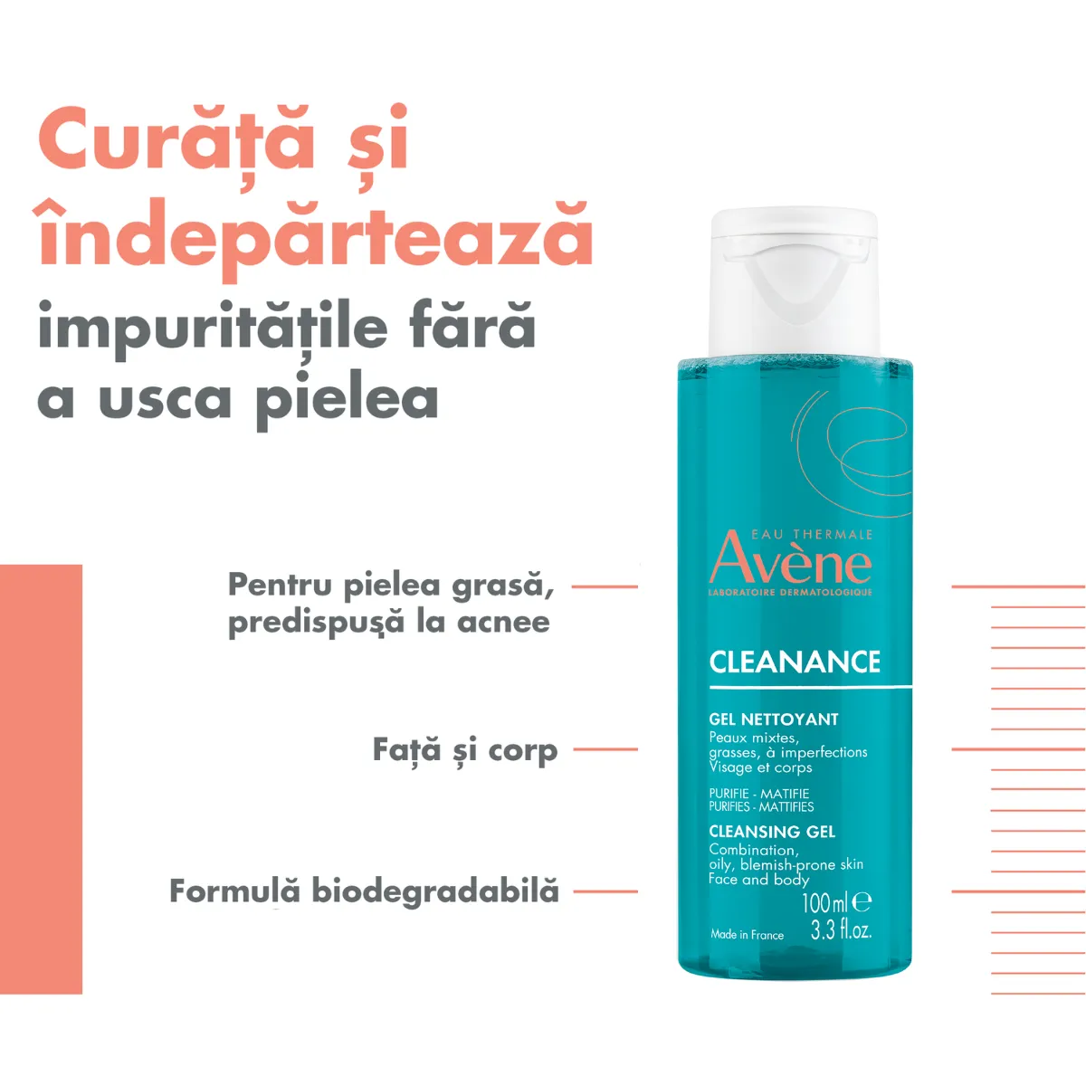 Gel de curatare pentru ten cu tendinta acneica Cleanance, 100ml, Avene 