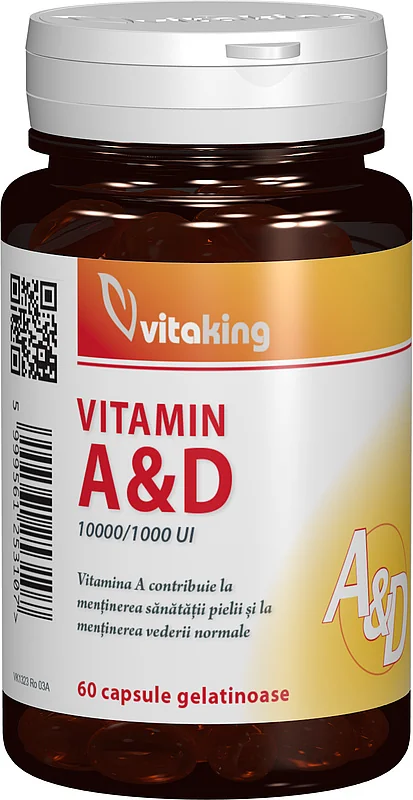 Vitamina A si D, 60 capsule gelatinoase, Vitaking