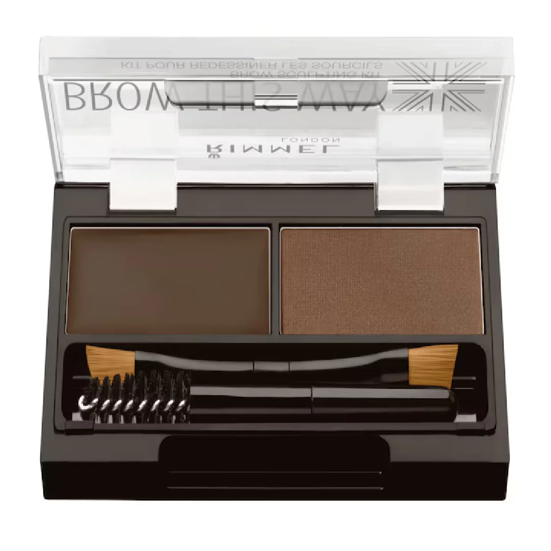 Kit pentru sprancene Brow This Way 003 Dark Brown, 2,4g, Rimmel London 