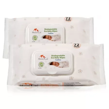 Pachet servetele umede biodegradabile eco pentru bebelusi, 2x72 bucati, Mommy Care