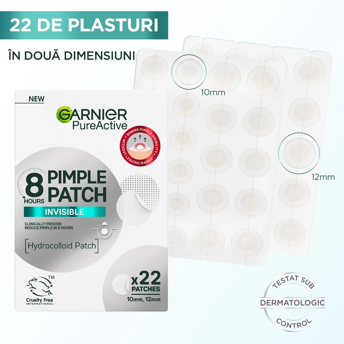 Plasturi invizibili pentru cosuri Pure Active, 22 bucati, Garnier 