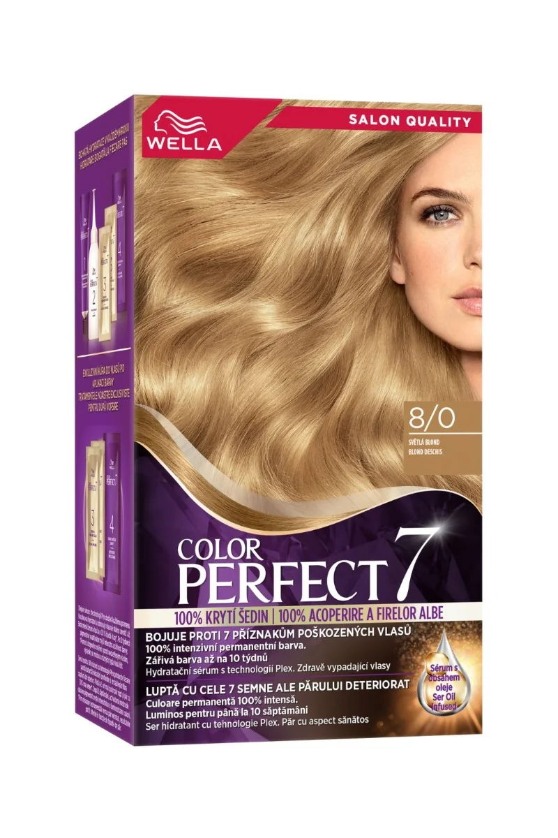 Vopsea de par permanenta Blond Deschis 8/0 Color Perfect, 135ml, Wella