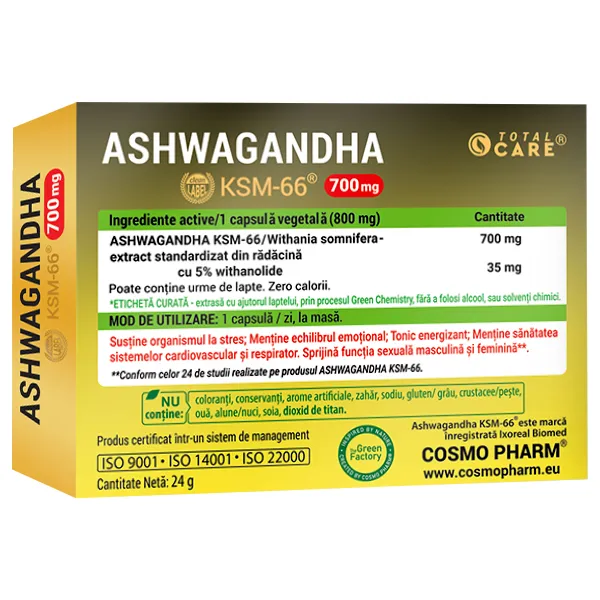 Ashwagandha KSM 66 700mg, 30 capsule, Cosmopharm 