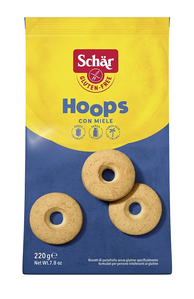 Biscuiti din aluat fraged fara gluten Hoops, 220g, Schar