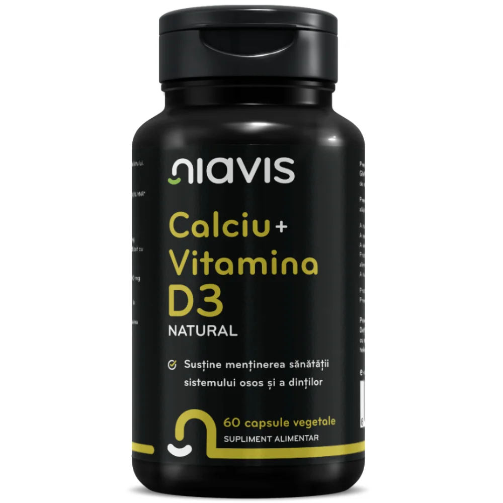 Calciu + Vitamina D3 Natural, 60 capsule, Niavis