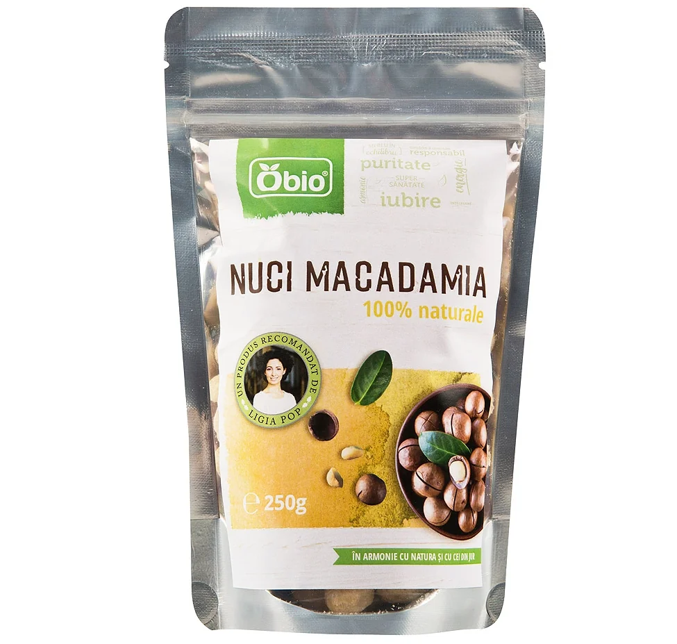 Nuci macadamia bio, 250g, Obio