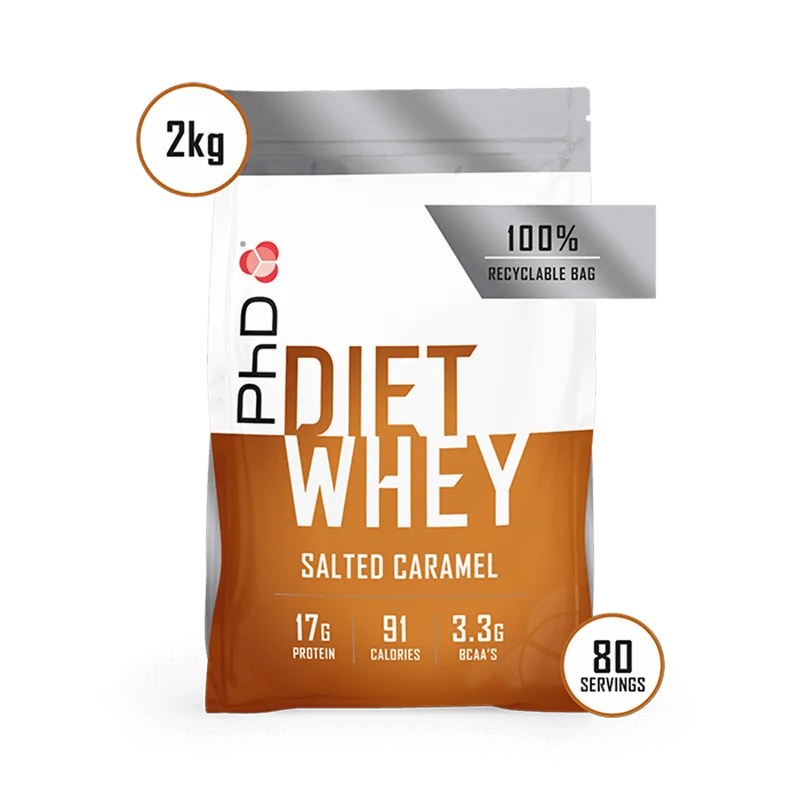 Pudra proteica cu aroma de caramel sarat Diet Whey, 2kg, PhD