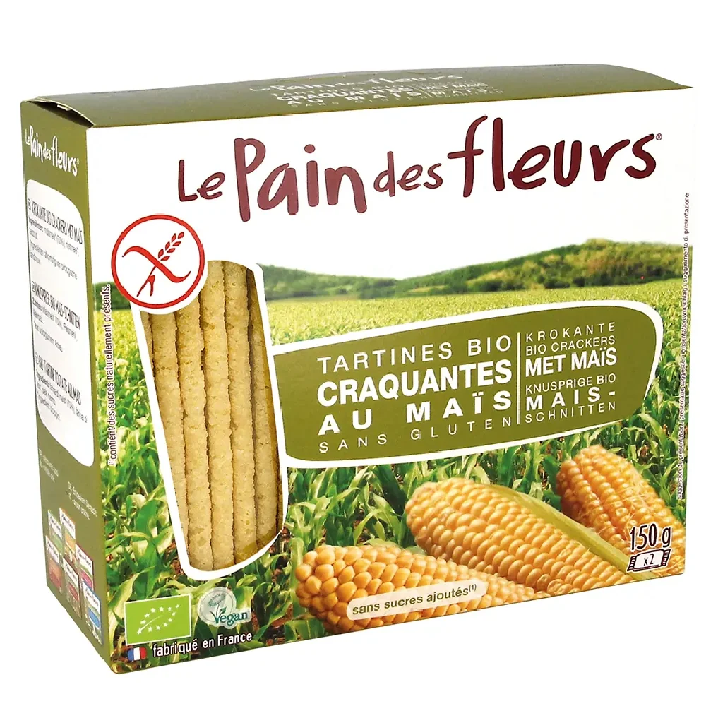 Turte crocante ecologice din porumb si orez fara gluten, 150g, Le Pain des Fleurs