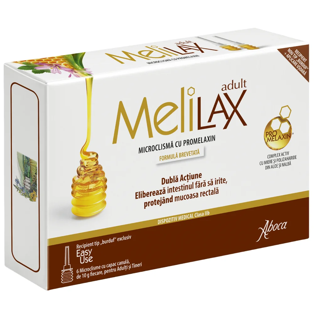 Melilax Microclisma pentru Adulti, 6x10g, Aboca