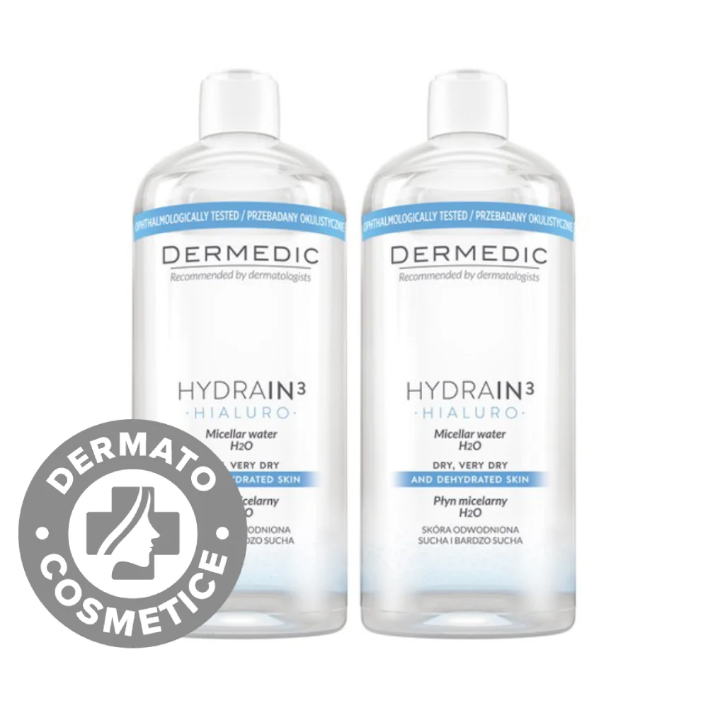 Pachet Apa micelara H2O Hydrain 3, 2 x 500ml, Dermedic 