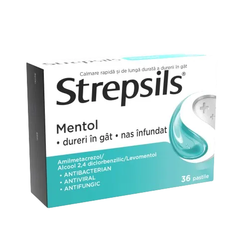 Strepsils Mentol, 36 pastile, Reckitt Benckiser 