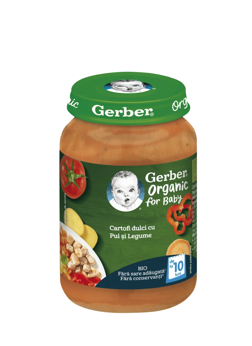 Cartofi dulci cu pui si legume +10 luni, 190g, Gerber