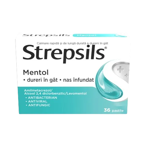 Strepsils Mentol, 36 pastile, Reckitt Benckiser 