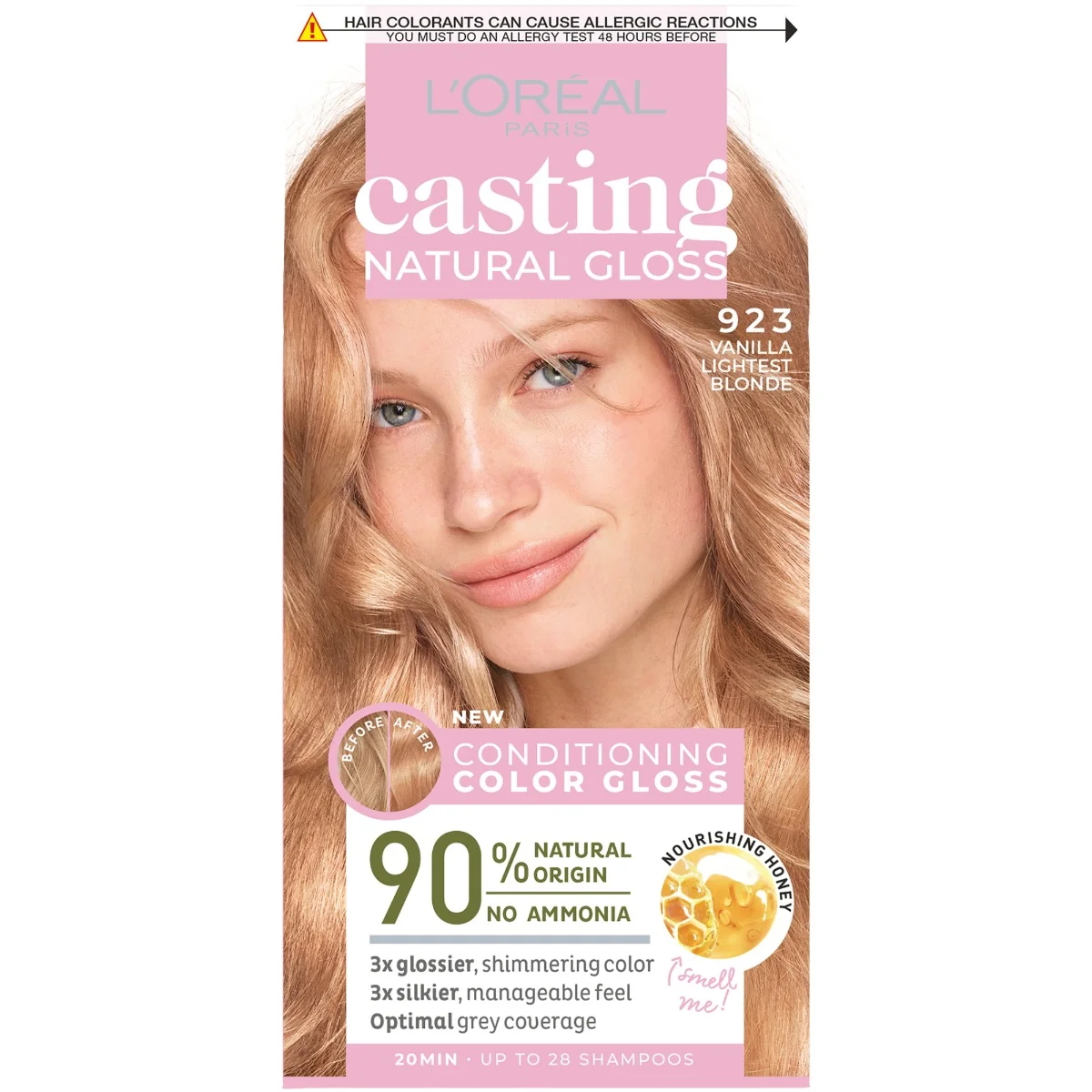 Vopsea de par semi-permanenta Casting Natural Gloss 923 Vanilla Lightest Blonde, 180ml, L'Oreal Paris 