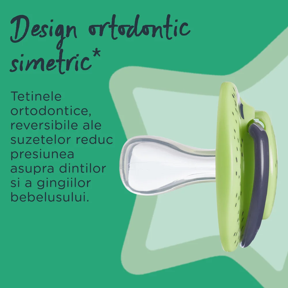 Suzeta ortodontica pentru 0-6 luni Fun Albastru/Verde, 2 bucati, Tommee Tippee 