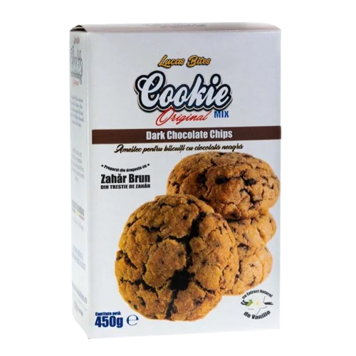 Mix pentru biscuiti cu ciocolata neagra Dark Chocolate Chip, 450g, Lucas Bites