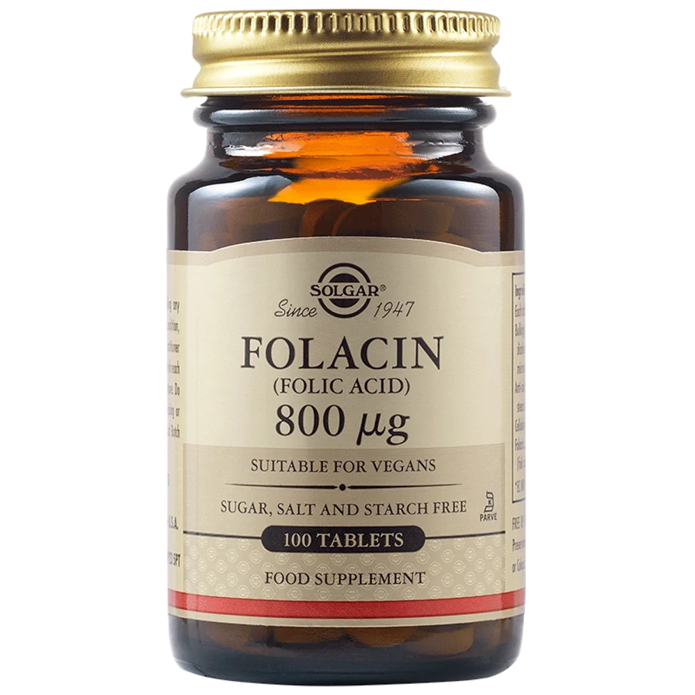 Acid folic Folacin 800mcg, 100 tablete, Solgar