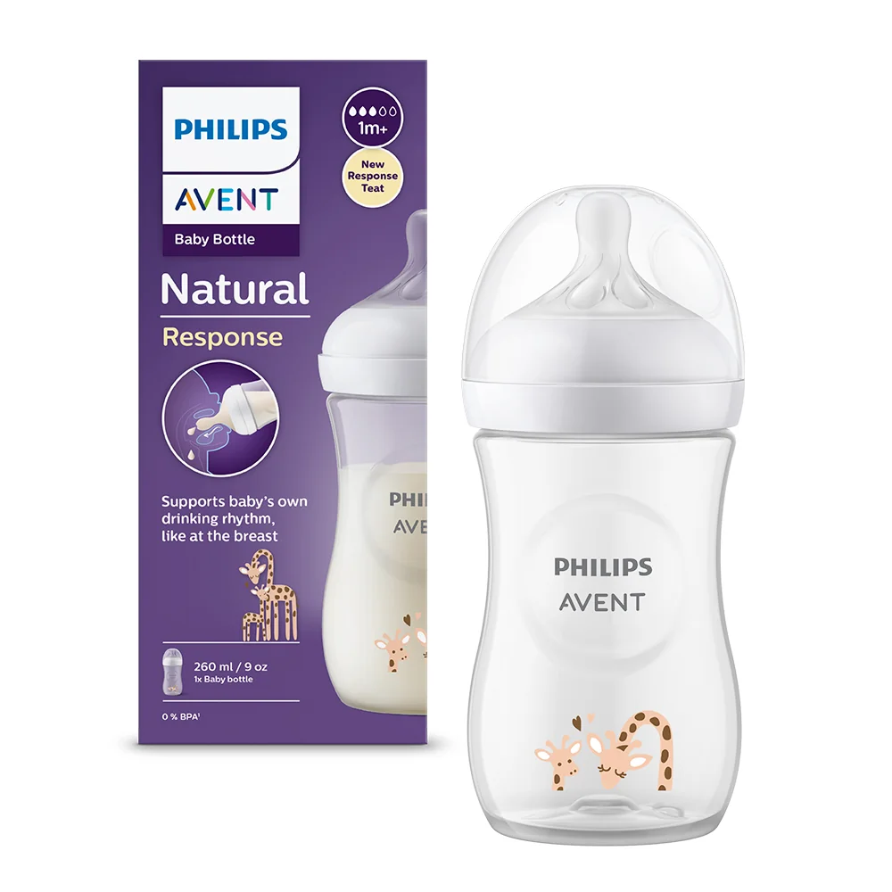 Biberon pentru +1 luna model girafa Natural Response SCY903/66, 260ml, Philips Avent