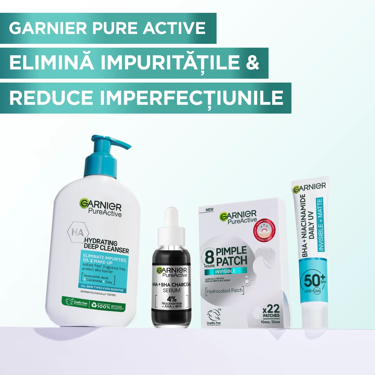 Plasturi invizibili pentru cosuri Pure Active, 22 bucati, Garnier 