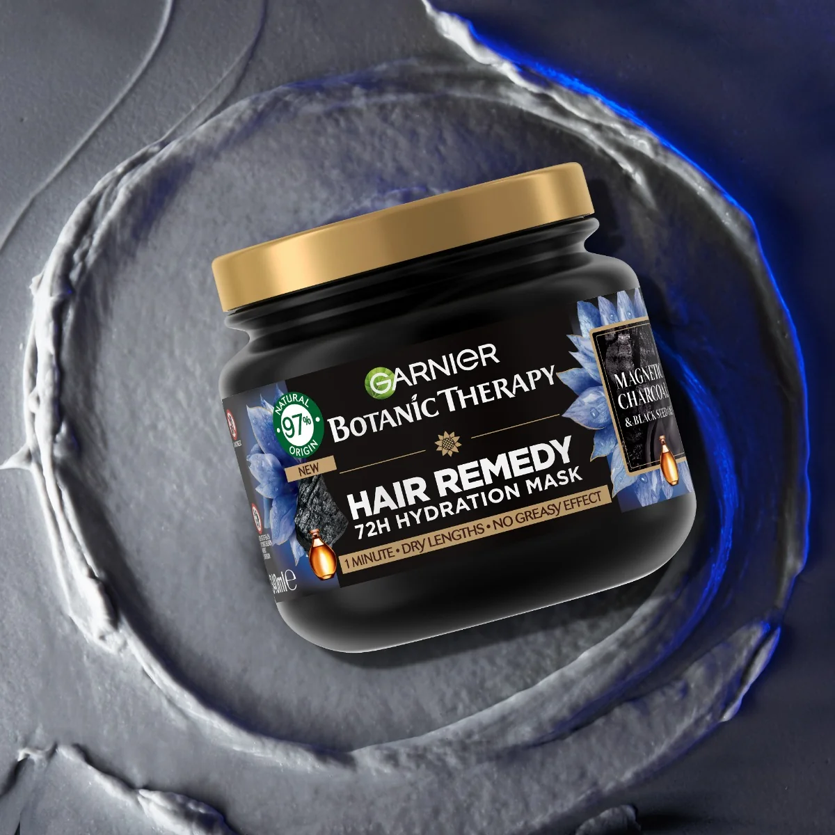 Masca pentru par Magnetic Charcoal, 340ml, Botanic Therapy 