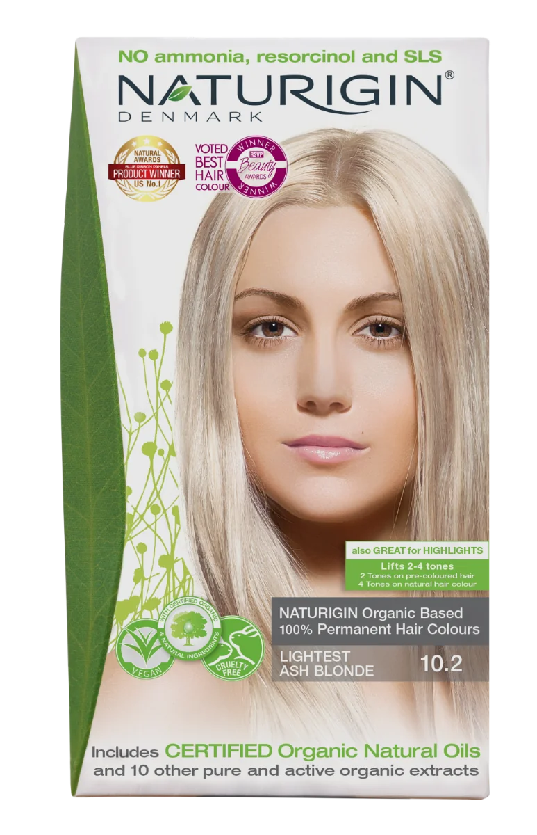 Vopsea de par Lightest Blonde Ash 10.2, 115ml, Naturigin