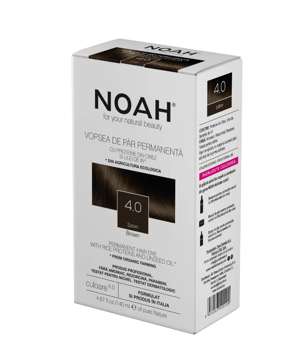 Vopsea de par naturala Saten (4.0), 140ml, Noah 