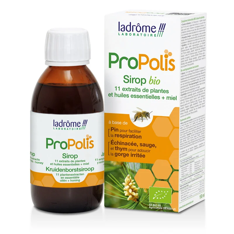 Sirop cu propolis Eco pentru gat si cai respiratorii, 150ml, Ladrome