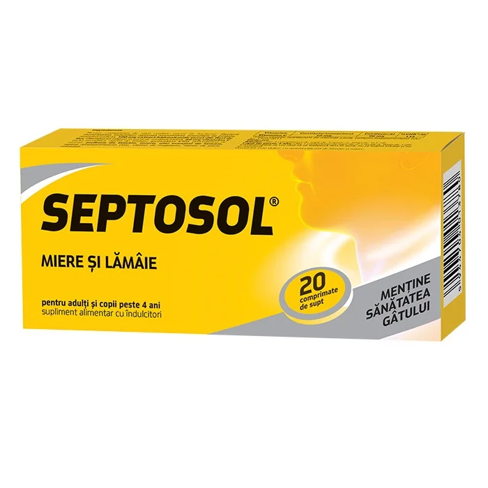 Septosol cu miere si lamaie, 20 comprimate, Biofarm