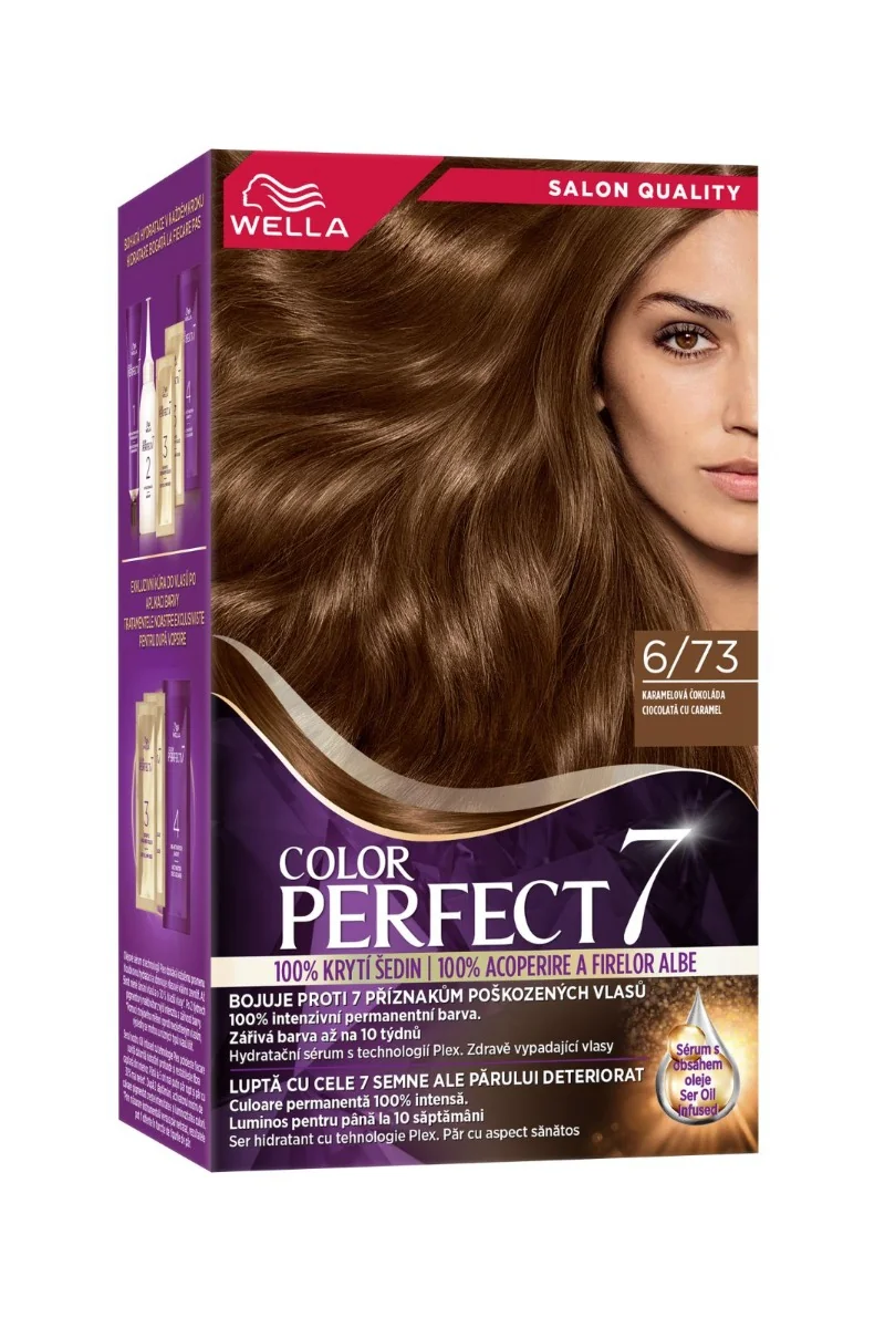 Vopsea de par permanenta Ciocolata cu Caramel 6/73 Color Perfect, 135ml, Wella 