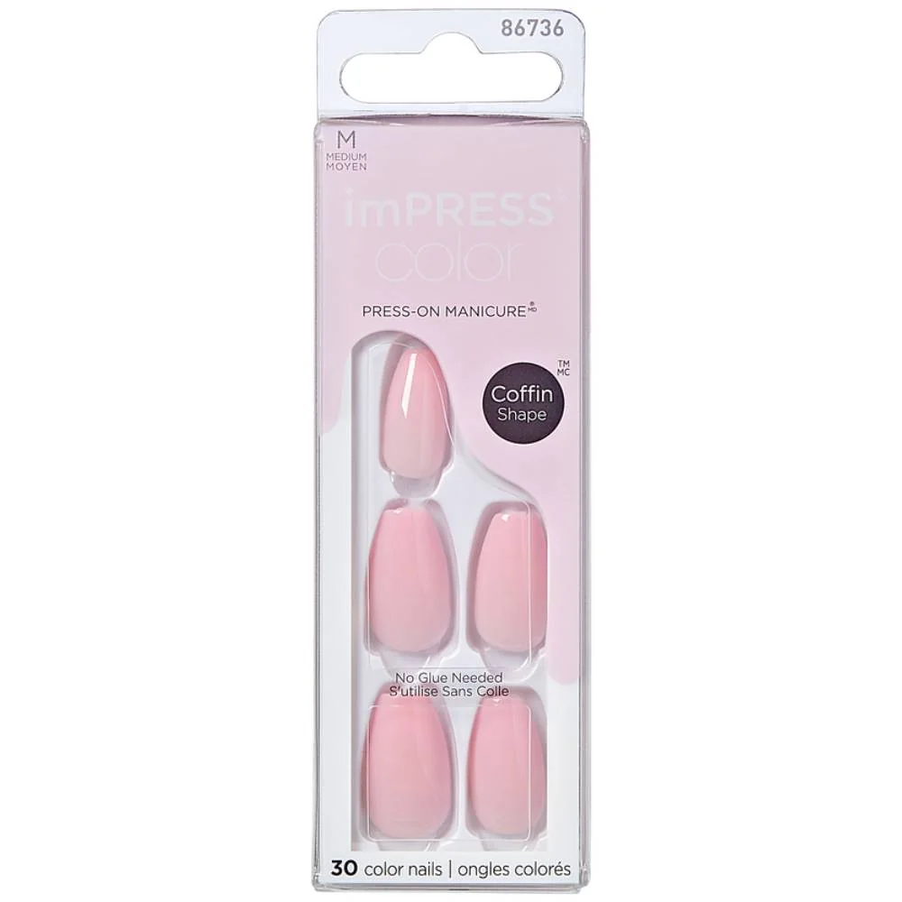 Unghii false Impress Pink Dream, 30 bucati, Kiss 