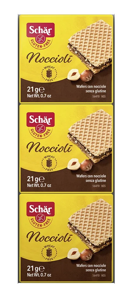 Napolitane cu crema de alune Noccioli, 3 x 21g, Schar