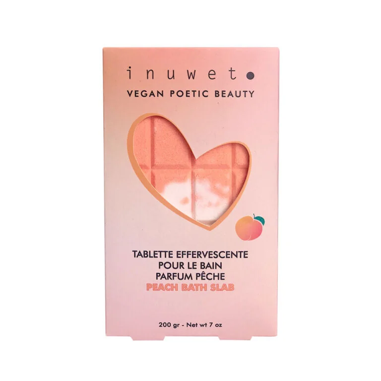 Tableta efervescenta pentru baie in forma de ciocolata, cu parfum de piersica, 200g, Inuwet 