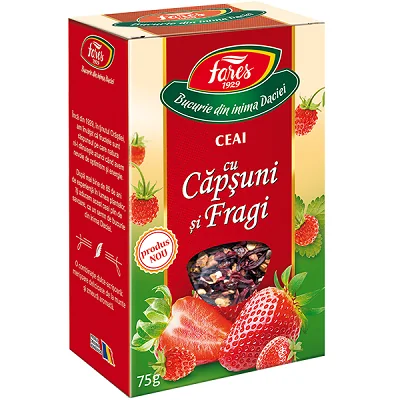 Ceai cu capsuni si fragi, 75g, Fares