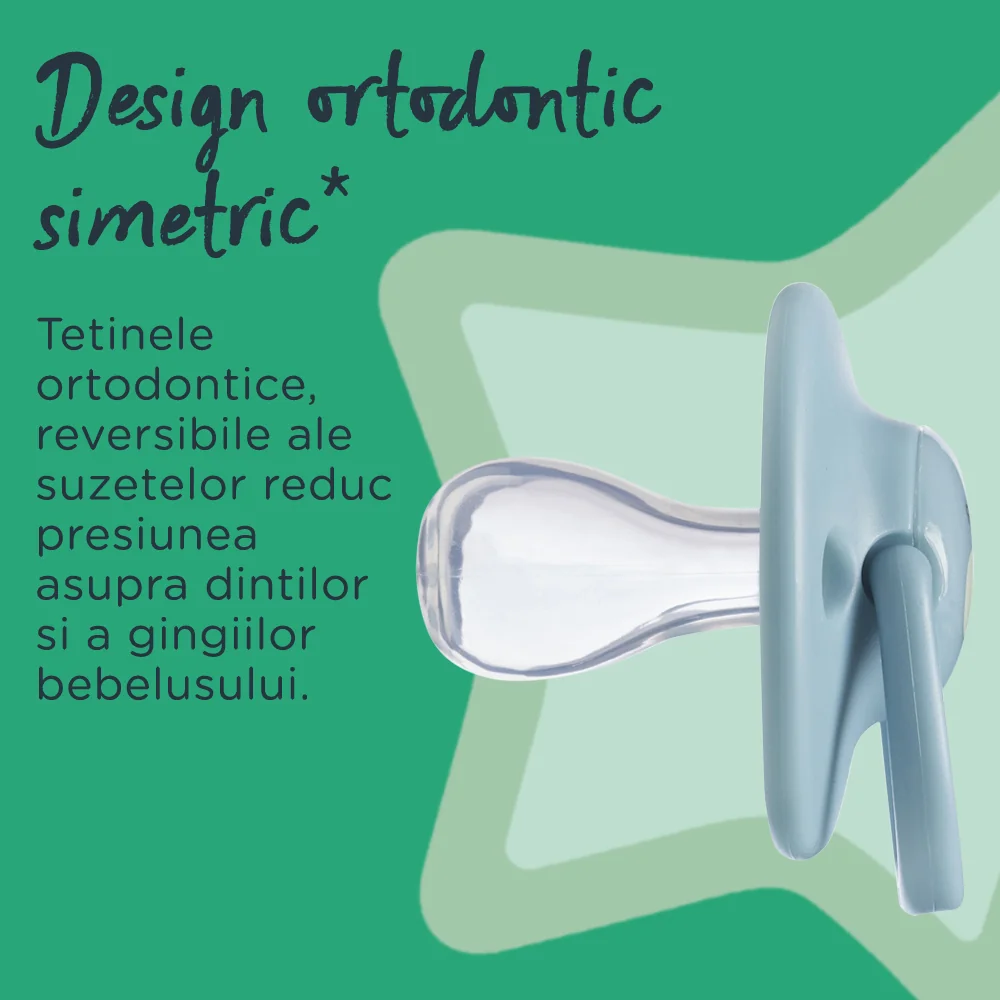 Suzeta ortodontica pentru 6-18 luni Anytime Verde/Albastru, 2 bucati, Tommee Tippee 