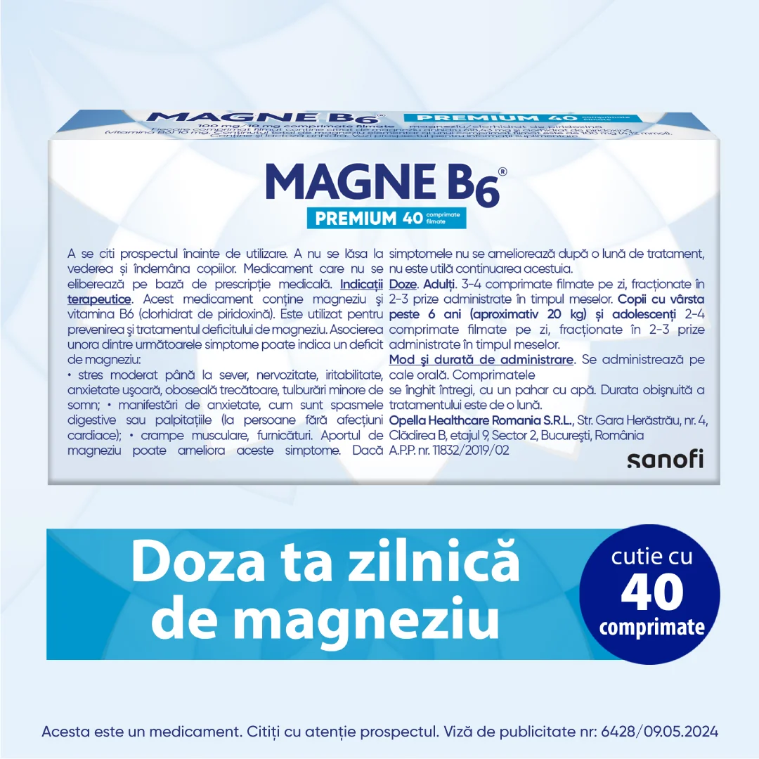 Magne B6 Premium 100mg / 10mg, 40 comprimate, Sanofi 