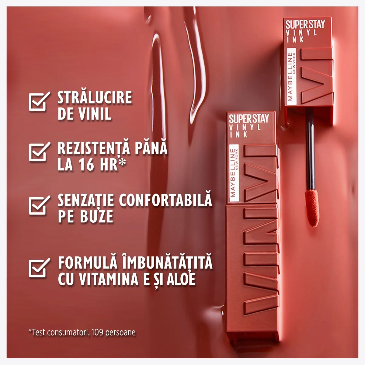 Ruj lichid rezistent cu stralucire de vinil Superstay Ink 11 Peppy, 4.2ml, Maybelline 