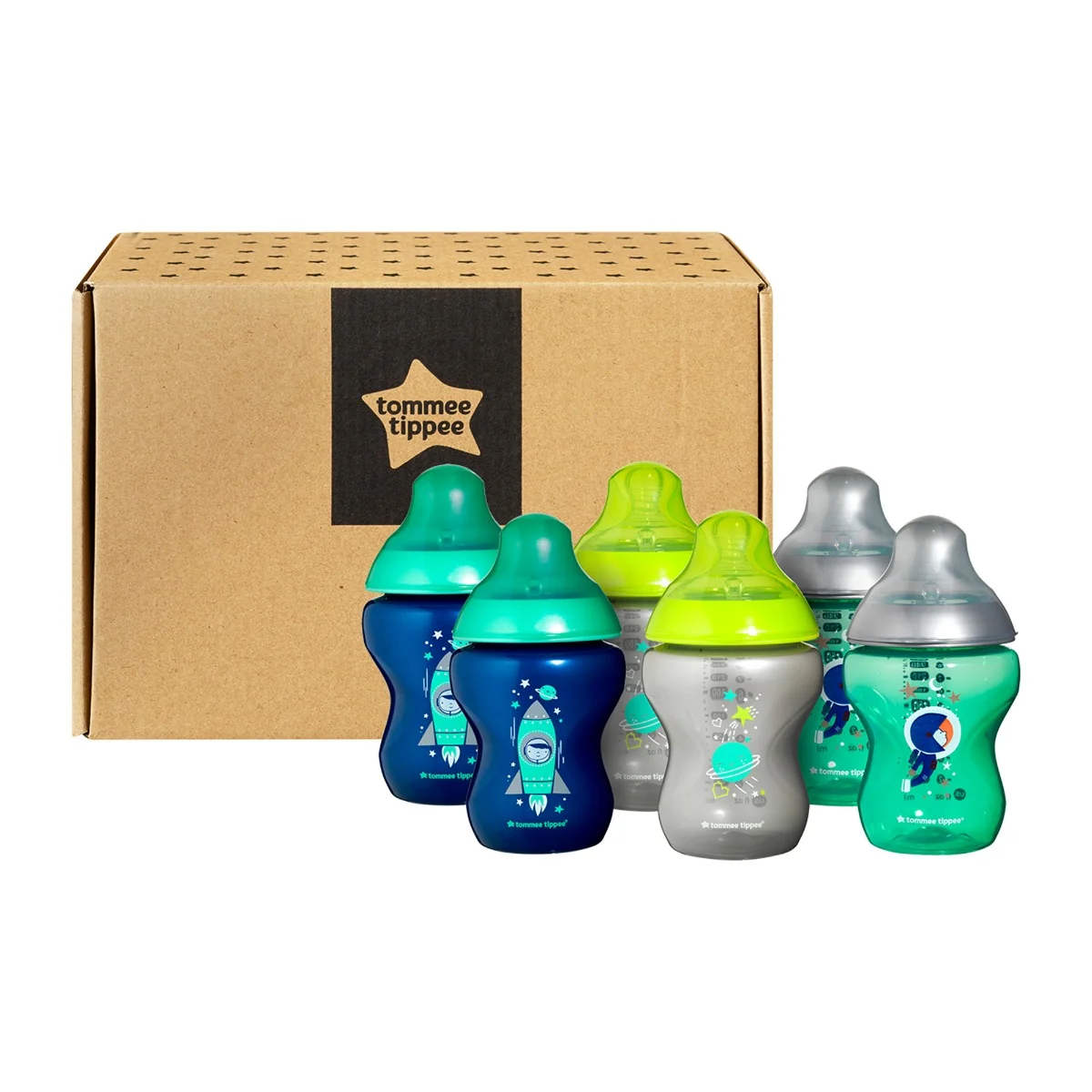 Set 6 biberoane ONL baietei haiosi +0 luni Multicolor, 260ml, Tommee Tippee