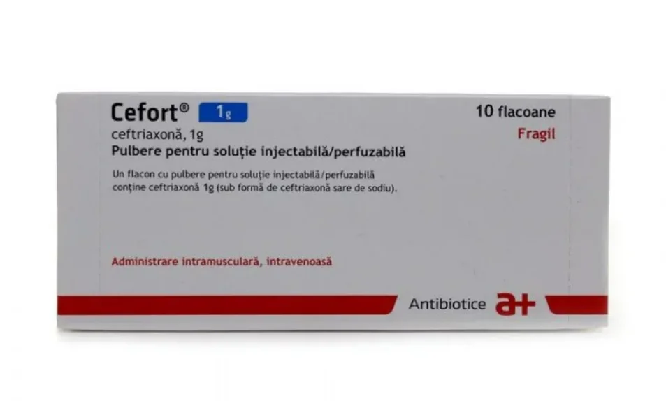 Cefort pulbere pentru solutie injectabila 1g, 10 flacoane, Antibiotice