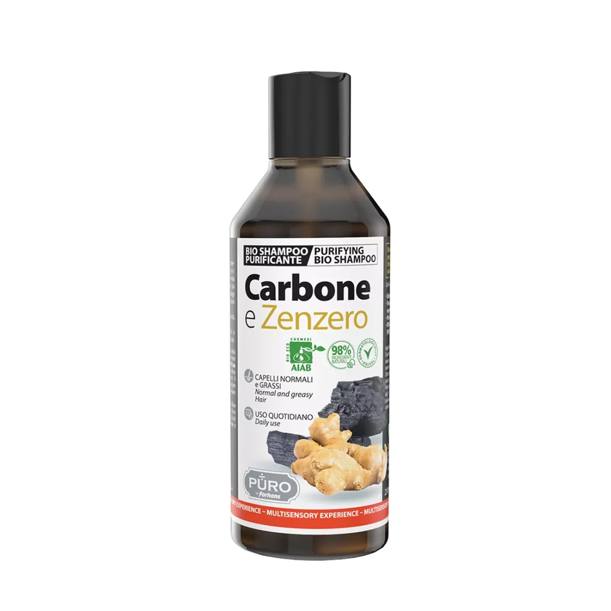 Sampon cu ghimbir si carbune, 250ml, Puro by Forhans